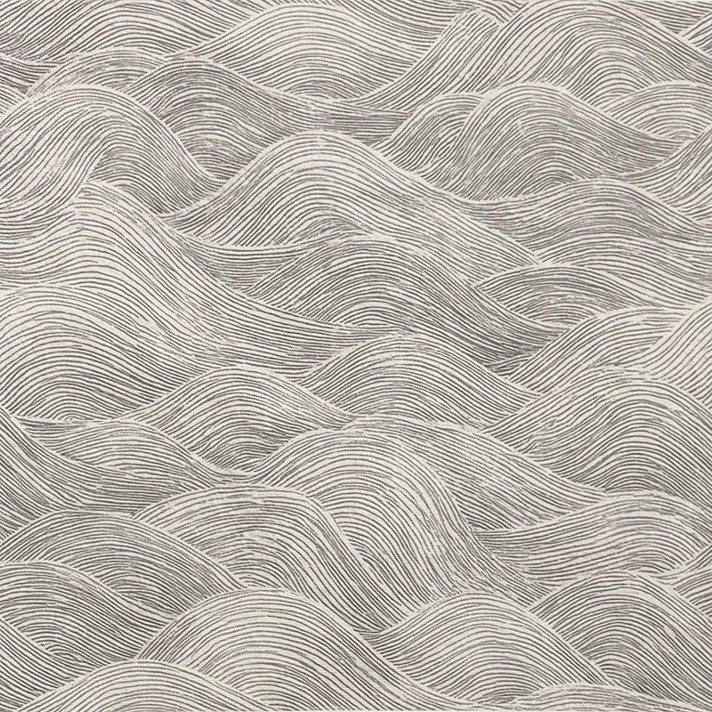 Whitby Grey wave pattern curtain fabric – grey cotton printed wave curtain fabric by the metre
