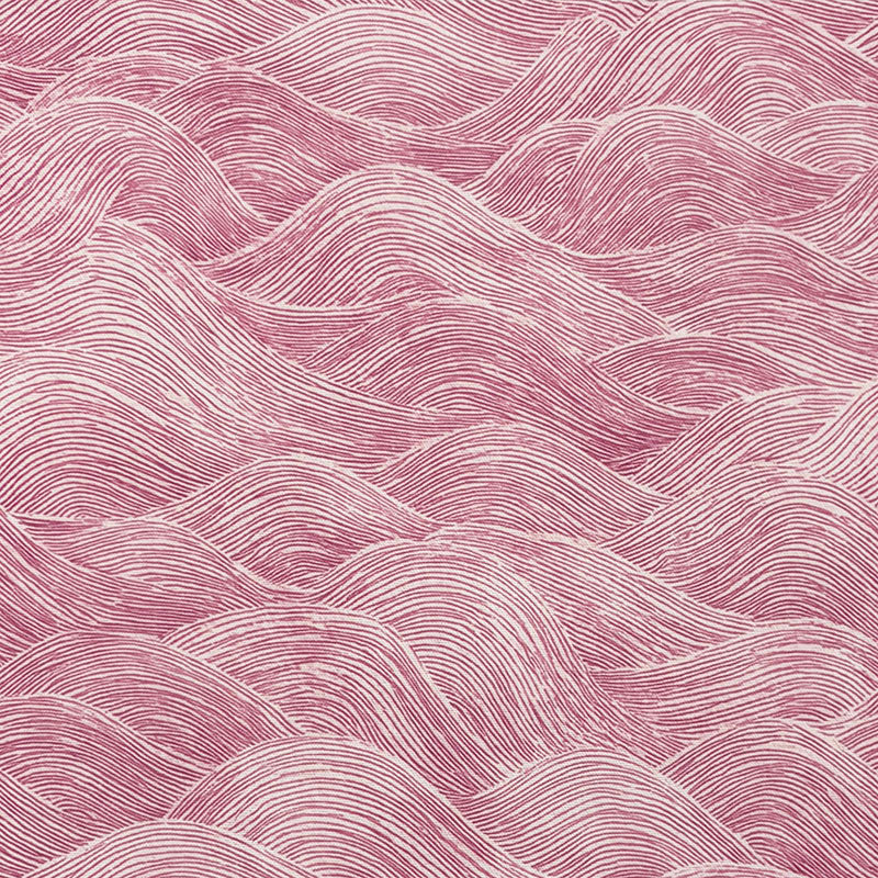 Whitby Pink wave pattern curtain fabric – pink printed cotton curtain fabric with detailed wave pattern
