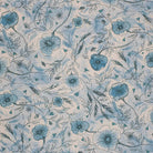 Wild Poppies Linen Curtain Fabric in Seafoam Seas, a beautiful sea-inspired color scheme with delicate poppy design
