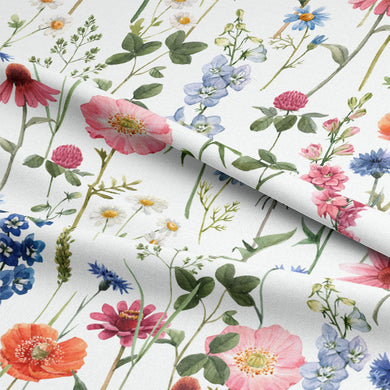  Beautiful linen fabric with colorful wildflower print for summer 