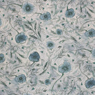 Wild Poppies Linen Curtain Fabric - Blue Sage in a natural sunlight setting