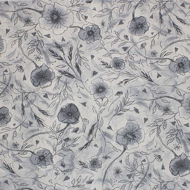 Wild Poppies Linen Curtain Fabric in Blakeney Seal, perfect for elegant home decor