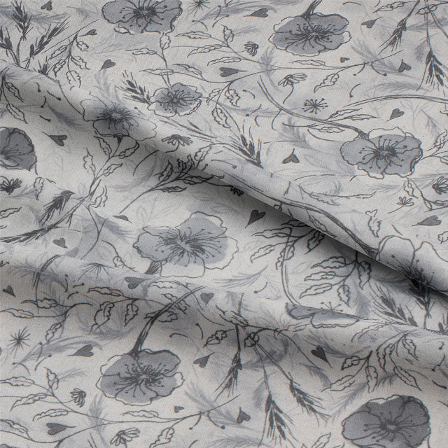 Beautiful and natural Wild Poppies Linen Curtain Fabric in Blakeney Seal