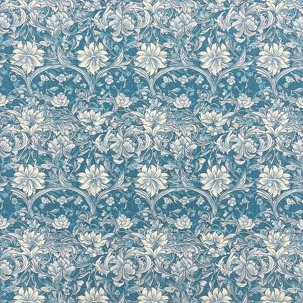 William Floral upholstery fabric in Blue colourway – fabric closeup