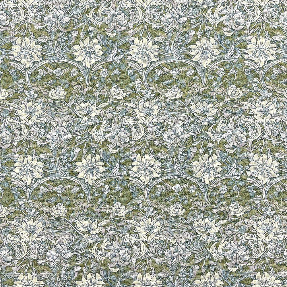 William Floral upholstery fabric in Green tone – flat fabric texture