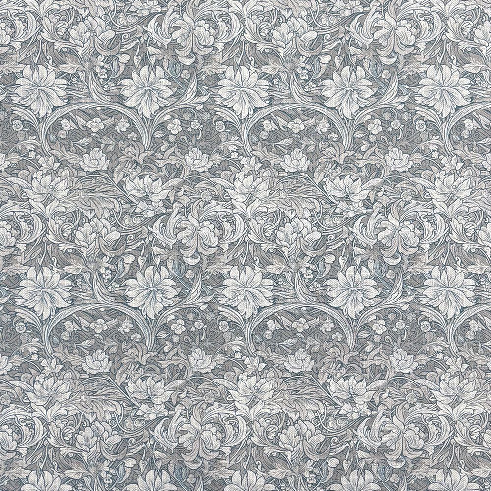 William Floral upholstery fabric in Pewter colour – detailed flat view