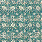 Flat: William Floral upholstery fabric in Teal colourway – flat image