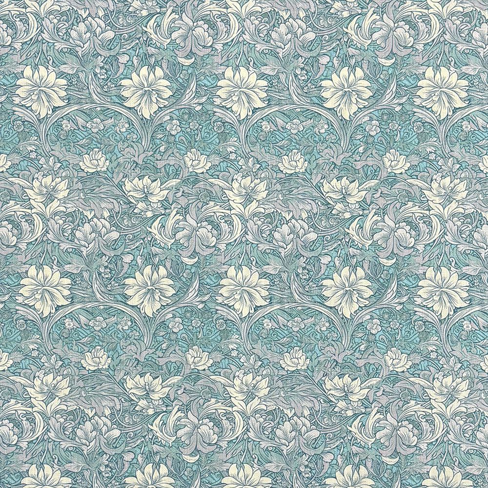 William Floral upholstery fabric in Wedgewood colourway – flat lay