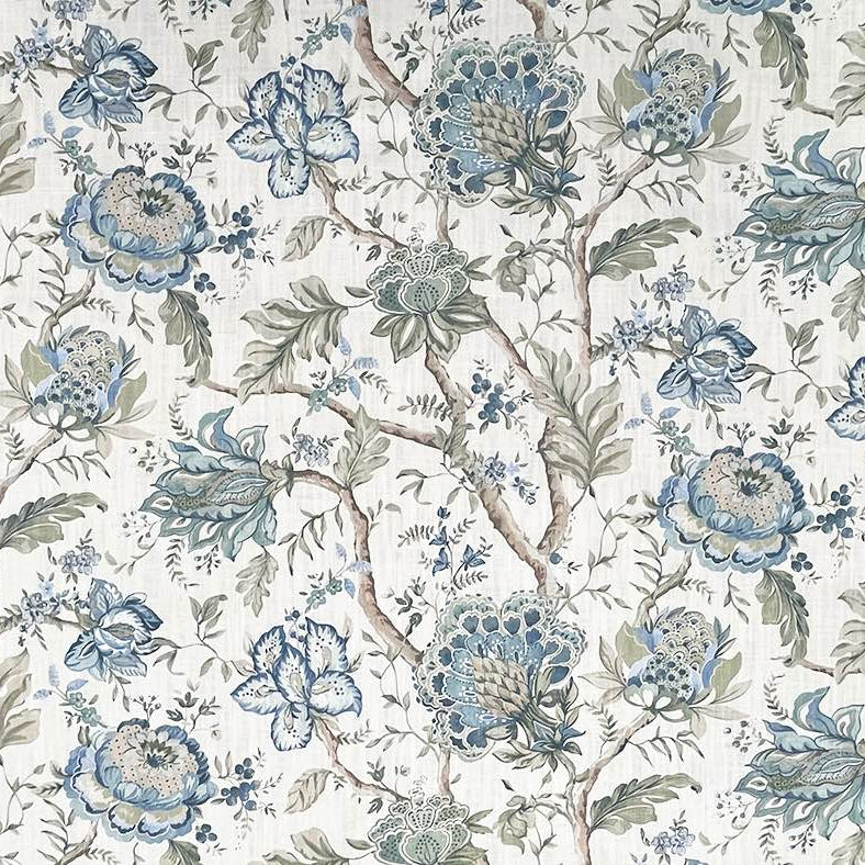 Windsor Curtain Fabric in deep navy blue with subtle textured pattern