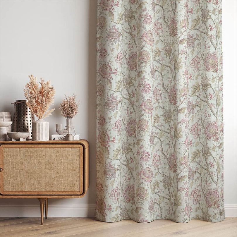 Windsor Upholstery Fabric in soft ivory with elegant botanical motif