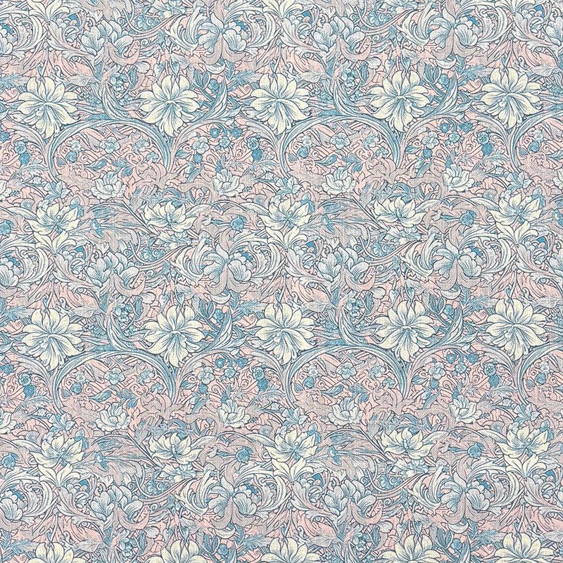 Soft blush pink floral velvet upholstery fabric with vintage detail