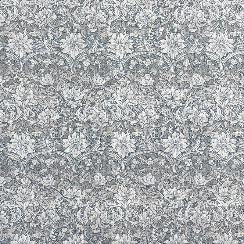 Elegant pewter grey floral velvet fabric for curtains and soft furnishings