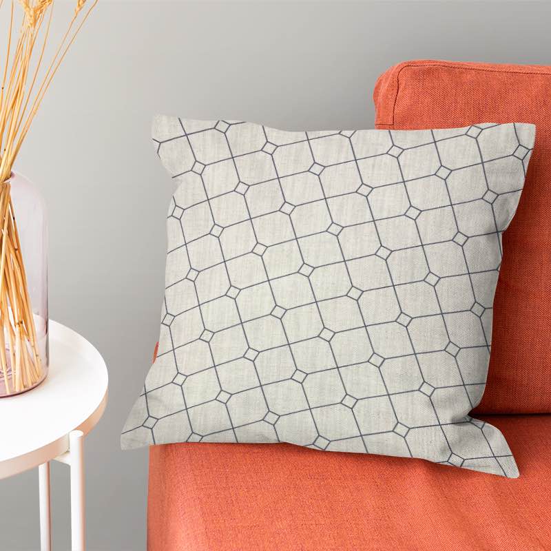 York Check Midnight Navy - Linen Curtain Fabric