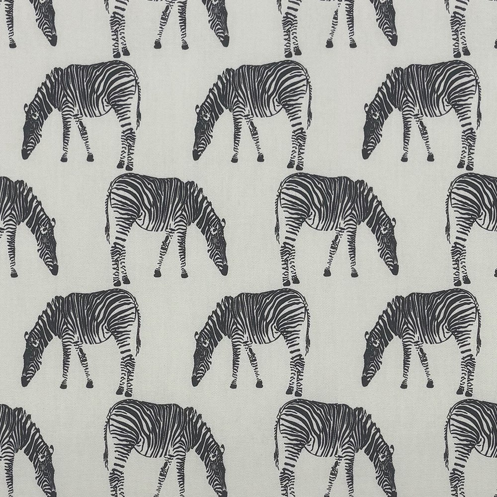 Zebra Cotton Curtain Fabric Black and White Flat Sample – Animal Print Material for Curtains and Cushions