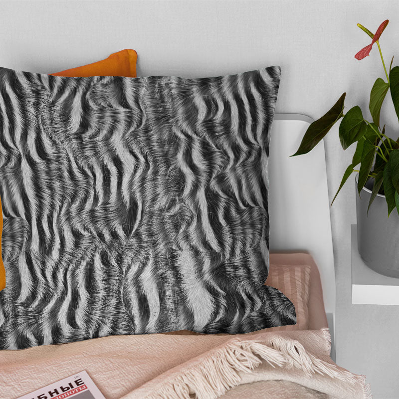 Zebra print washable curtain fabric cushion in black and white animal stripe