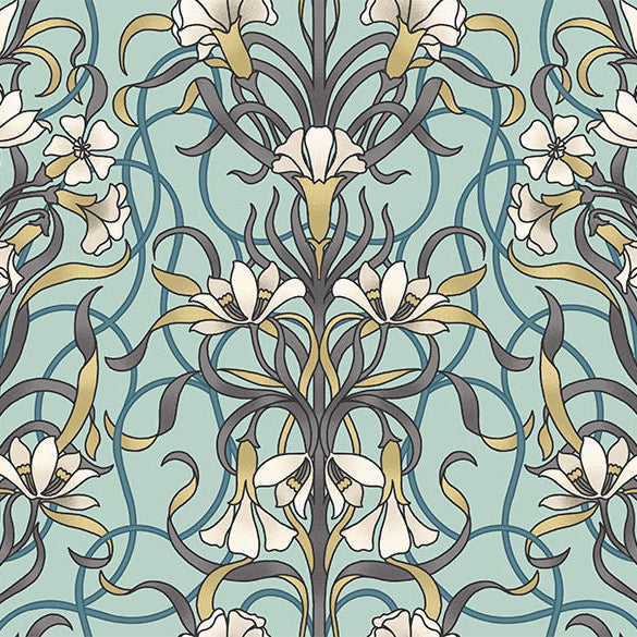 Agatha Cotton Curtain Fabric in Duck Egg Blue adds elegance to any room