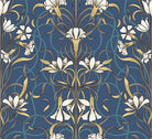 Agatha Cotton Curtain Fabric - Navy with modern geometric pattern