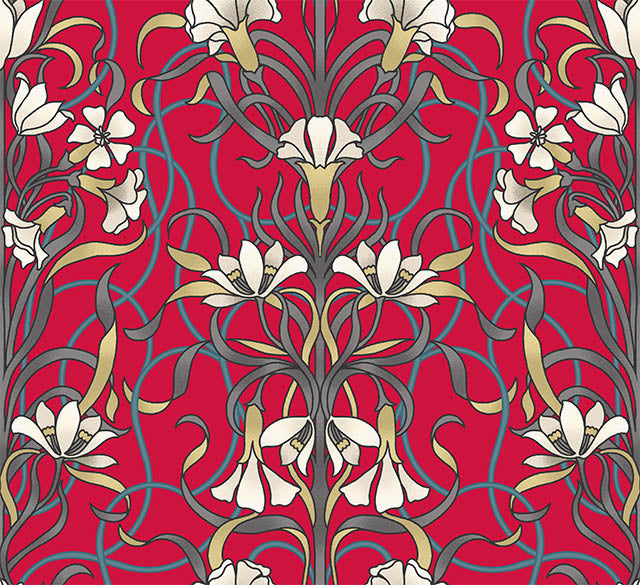 Agatha Cotton Curtain Fabric - Cherry in a bold red color with delicate texture and smooth finish