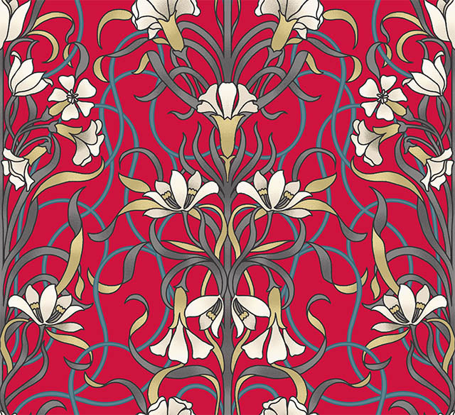 Agatha Cotton Curtain Fabric - Cherry in a bold red color with delicate texture and smooth finish