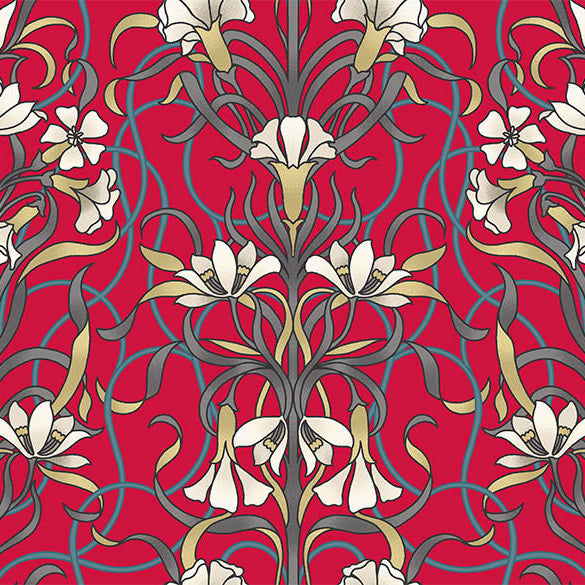 Agatha Cotton Curtain Fabric - Cherry in a bold red color with delicate texture and smooth finish