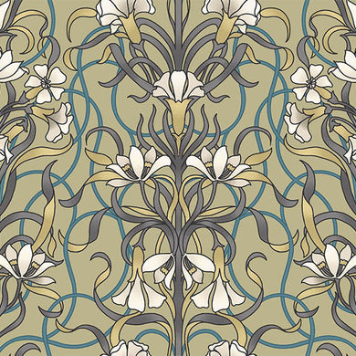 Agatha Cotton Curtain Fabric in Willow Green, perfect for elegant home decor