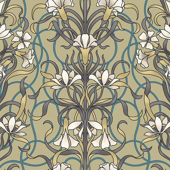 Agatha Cotton Curtain Fabric in Willow Green, perfect for elegant home decor