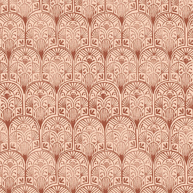 Alwar Linen Curtain Fabric - Henna in rich earthy tones with intricate floral patterns