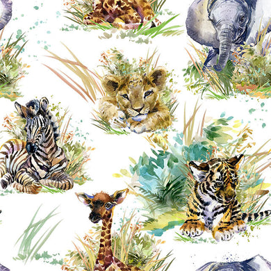 Colorful animal nursery cotton curtain fabric with playful patterns and designs