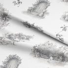 High-quality Aquitaine Toile Cotton Curtain Fabric in Grey, ideal for creating a timeless and elegant look in your home