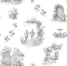 Aquitaine Toile Cotton Curtain Fabric in Grey with elegant floral design and soft texture, perfect for adding a touch of sophistication to any room