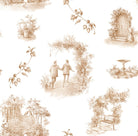Aquitaine Toile Cotton Curtain Fabric in Sepia, a rich and elegant fabric with a classic toile design in warm sepia tones, perfect for adding a touch of sophistication to any room decor