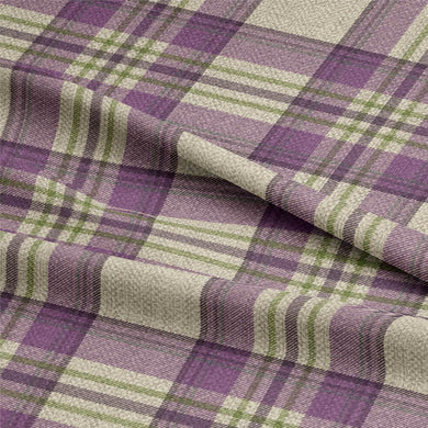 Close-up of Arnish Plaid Linen Curtain Fabric - Aubergine texture