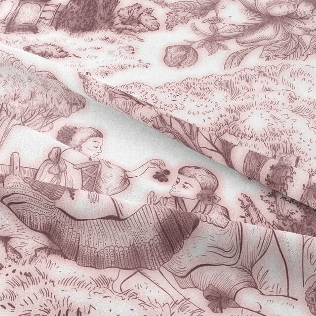 Luxurious and timeless Auvergne Toile De Jouy Fabric - Rose Gold