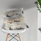 Black cotton fabric with beach bird pattern is ideal for window treatments