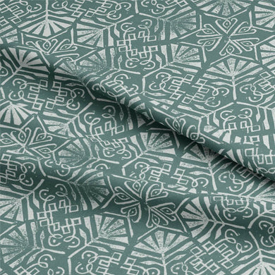 High-quality Bikaner Linen Curtain Fabric in a beautiful teal color