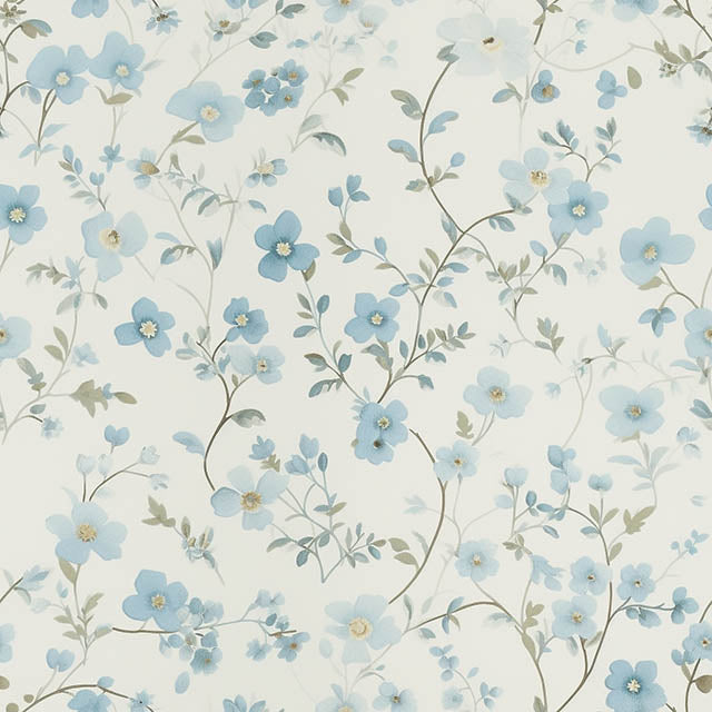 Blossoms Cotton Curtain Fabric - Cornflower drapes beautifully in a serene, cornflower blue hue, adding a touch of elegance to any space