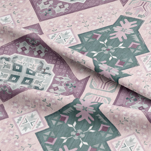 Close up of Boho Izmir Linen Curtain Fabric - Plum texture and color