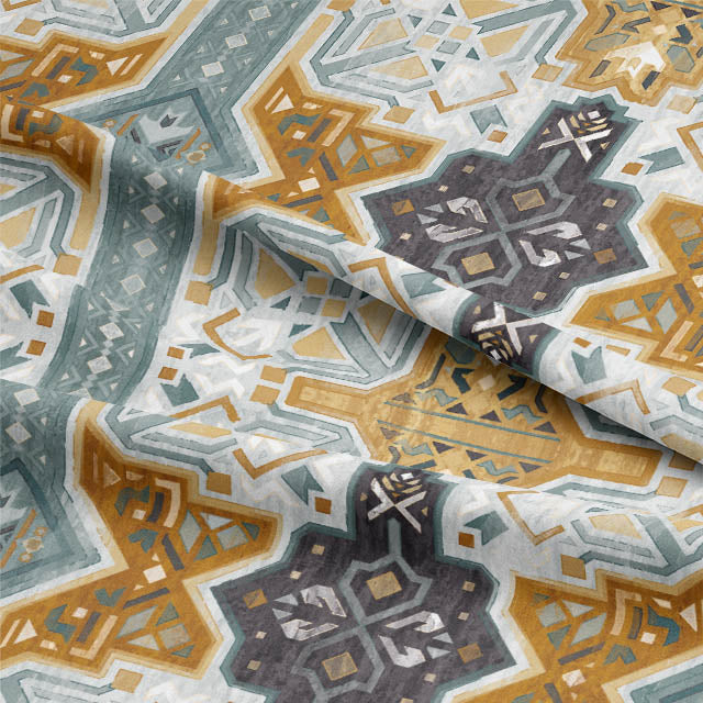 Close-up of the texture and pattern of the Boho Urfa Linen Curtain Fabric - Slate