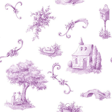 Bordeaux Toile Cotton Curtain Fabric - Mauve with intricate floral pattern and soft texture, perfect for elegant home decor 
