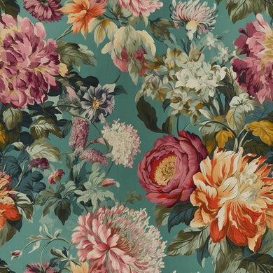 Botanic Bouquet Linen Curtain Fabric - Multi in a vibrant floral pattern