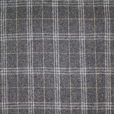 Braemar Check Wool Upholstery Fabric in Grey, perfect for home decor
