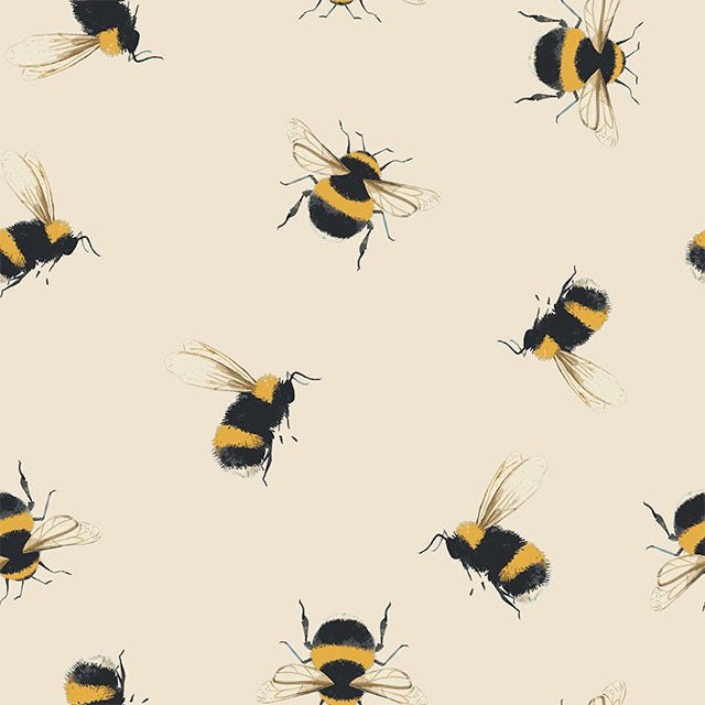 Bumble Bee Cotton Curtain Fabric - Linen fabric swatch hanging against a white background