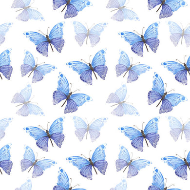 Butterfly Cotton Curtain Fabric in Blue for Home Decoration