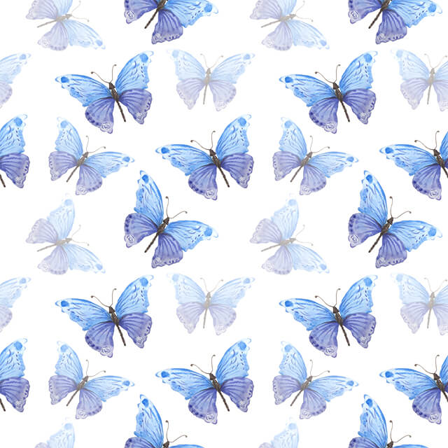 Butterfly Cotton Curtain Fabric in Blue for Home Decoration