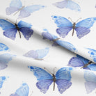 Elegant and Vibrant Blue Butterfly Cotton Curtain Fabric for Interiors