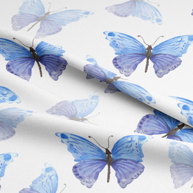 Elegant and Vibrant Blue Butterfly Cotton Curtain Fabric for Interiors