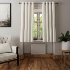 Soft and durable curtain material with subtle candy stripe design
