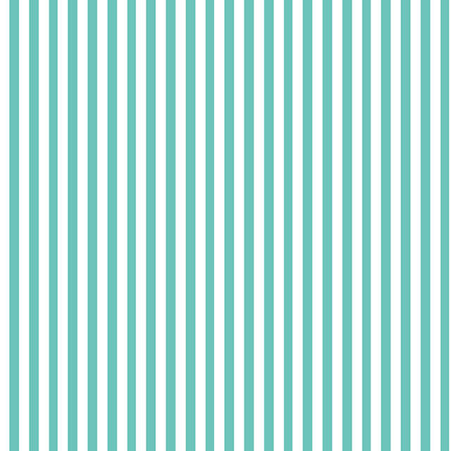 Candy Stripe Cotton Curtain Fabric - Aqua in aqua and white color