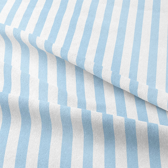 Soft and delicate baby blue curtain fabric with candy stripe pattern