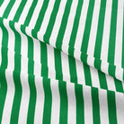 Close-up of the Candy Stripe Cotton Curtain Fabric in Bottle Green, showcasing its intricate pattern and high-quality material
